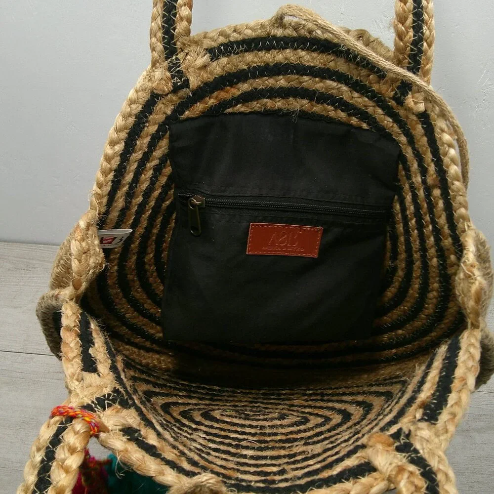 A&B America & Beyond Handcrafted Woven Rope Summer Boho Bohemian Jute Bag| Purse